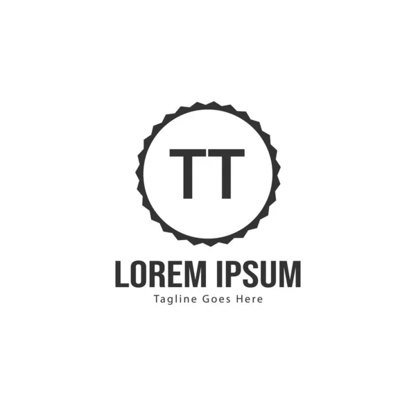 Modern çerçeveli ilk Tt logo şablonu. Minimalist Tt harf logo vektör illüstrasyon — Stok Vektör