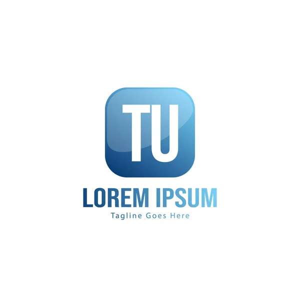 Plantilla de logotipo TU inicial con marco moderno. Ilustración de vector de logotipo de letra TU minimalista — Vector de stock