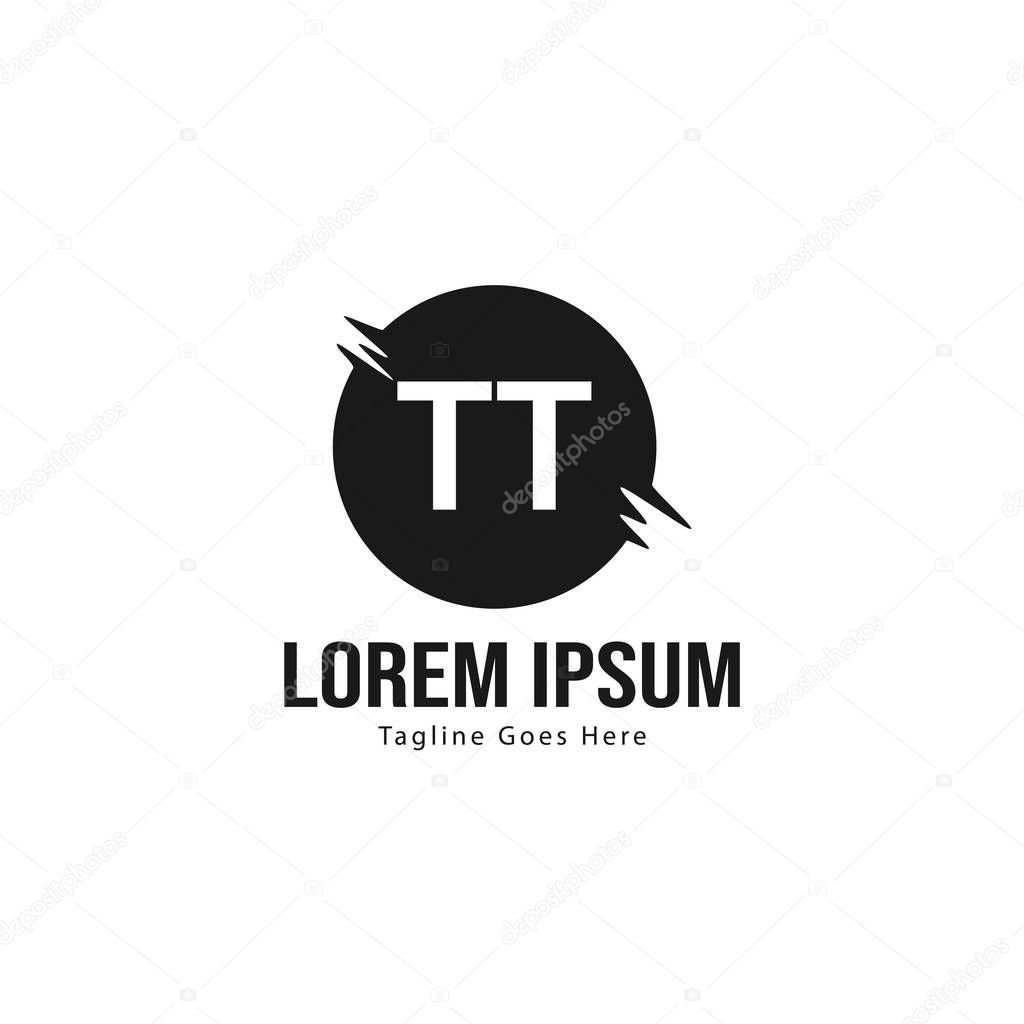 Initial TT logo template with modern frame. Minimalist TT letter logo vector illustration