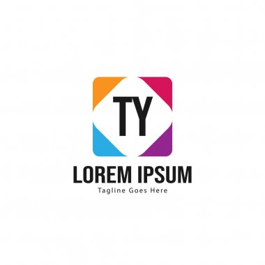 Modern çerçeveli ilk Ty logo şablonu. Minimalist Ty harfi logo vektör illüstrasyon