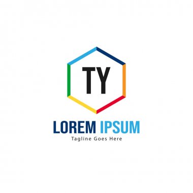 Modern çerçeveli ilk Ty logo şablonu. Minimalist Ty harfi logo vektör illüstrasyon