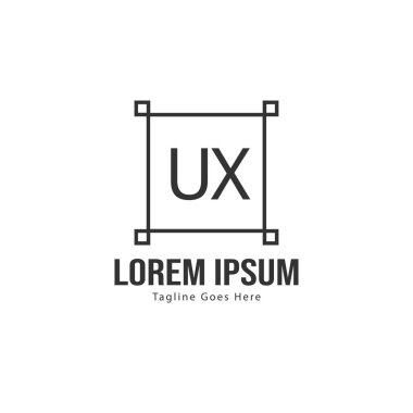 Ux Harfi Logo Tasarımı. Yaratıcı Modern Ux Harfler Simge İllüstrasyon