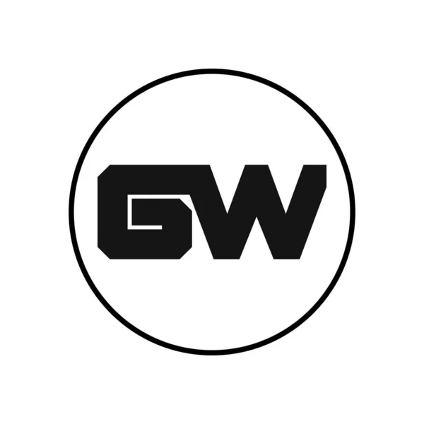 シンプルなスタイルのGwレターロゴデザイン — ストックベクタ
