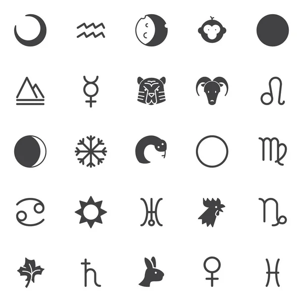 Astrologie Vector Icons Set Moderne Solide Symbool Collectie Gevulde Stijl — Stockvector