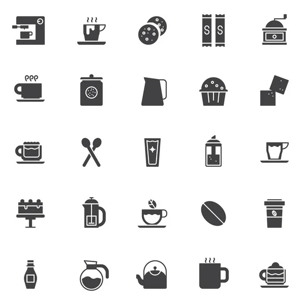 Coffee Shop Elementen Vector Icons Set Moderne Solide Symbool Collectie — Stockvector