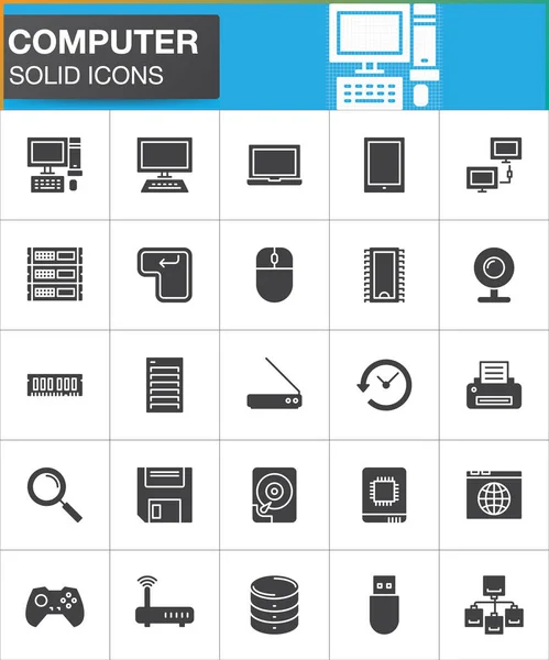 Conjunto Iconos Vectoriales Colección Símbolos Sólidos Modernos Paquete Pictogramas Estilo — Vector de stock