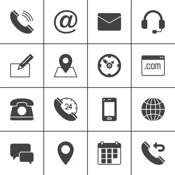 Contact Vector Icons Set Moderne Solide Symbool Collectie Gevulde Stijl — Stockvector