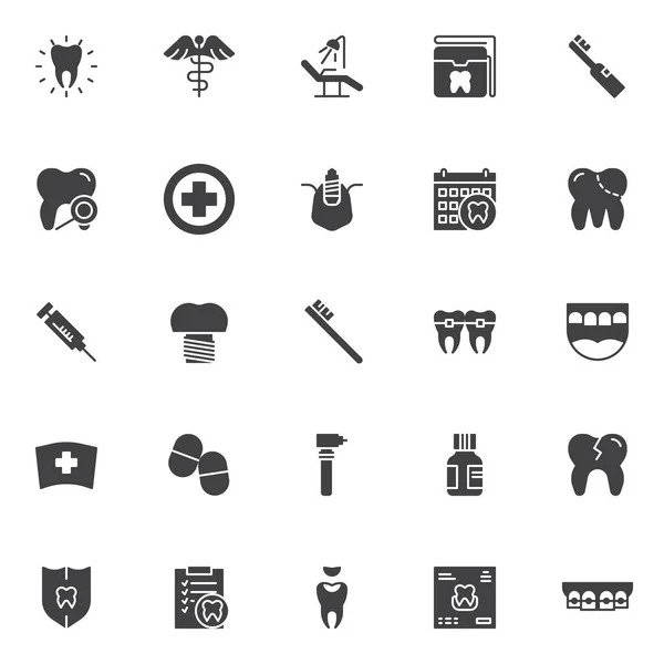 Dental Vektor Icons Set Moderne Solide Symbolsammlung Gefülltes Piktogrammpaket Zeichen — Stockvektor