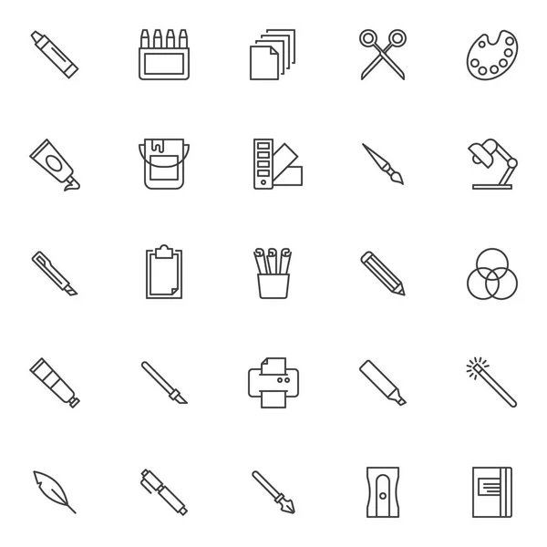 Herramientas Diseño Delinear Iconos Conjunto Colección Símbolos Estilo Lineal Paquete — Vector de stock