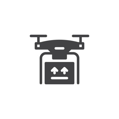 Uçak teslim hizmeti simge vektör, dolu düz işareti, üzerinde beyaz izole katı piktogram. Sembol, logo illüstrasyon