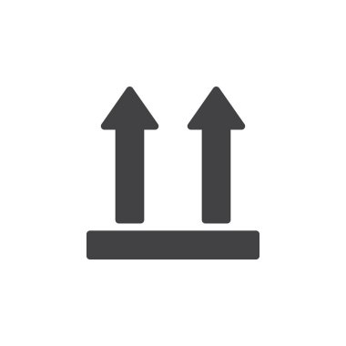 Bu tarafı yukarı okları simge vektör, dolu düz işareti, üzerinde beyaz izole katı piktogram. Sembol, logo illüstrasyon