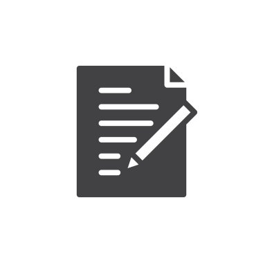 Form, düzen belge simge vektör, düz işareti, üzerinde beyaz izole katı piktogram dolu. Sembol, logo illüstrasyon