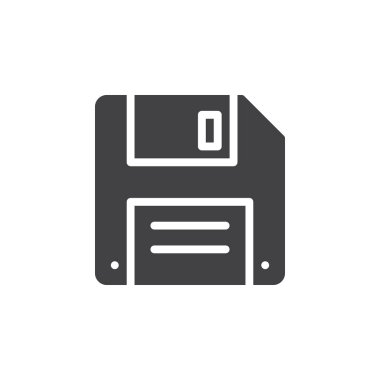 Disket, disket simge vektör, düz işareti, üzerinde beyaz izole katı piktogram dolu. Sembolü, logo illüstrasyon kaydedin