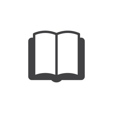 Kitap simge vektör, dolu düz işareti, üzerinde beyaz izole katı piktogram. Sembol, logo illüstrasyon