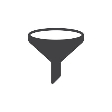 Huni simge vektör, dolu düz işareti, üzerinde beyaz izole katı piktogram. Sıralama, filtre simgesi, logo illüstrasyon. Piksel mükemmel