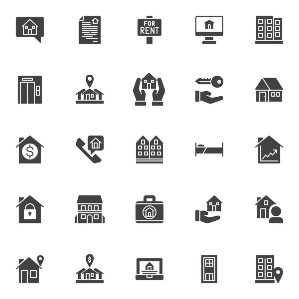 Conjunto Iconos Vectoriales Estate Colección Símbolos Sólidos Modernos Paquete Pictogramas — Vector de stock