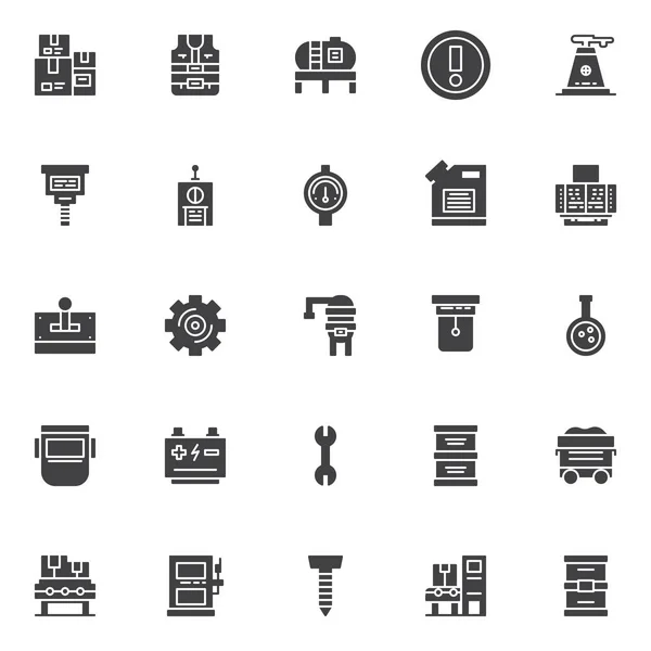 Fabrik Vektor Icons Set Moderne Solide Symbolsammlung Gefülltes Piktogrammpaket Zeichen — Stockvektor