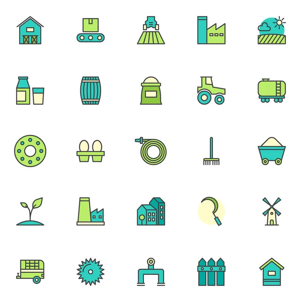 Farming Filled Outline Icons Set Line Vector Symbol Collection Linear — Stock Vector