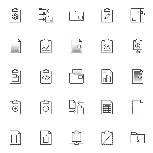 Files Folders Outline Icons Set Linear Style Symbols Collection Line — Stock Vector