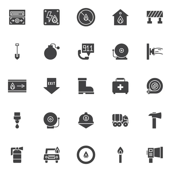 Feuerwehr Vektor Icons Set Moderne Solide Symbolsammlung Gefülltes Piktogrammpaket Zeichen — Stockvektor