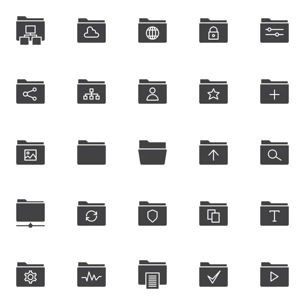 Φάκελοι Διάνυσμα Εικόνες Set Σύγχρονη Στερεά Σύμβολο Συλλογή Γεμάτο Στυλ — Διανυσματικό Αρχείο