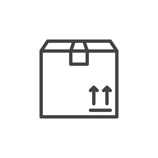 パッケージ 段ボール箱の線のアイコン アウトライン ベクトル記号 直線的なスタイルのピクトグラムが白で隔離 小包のシンボル ロゴの図 — ストックベクタ