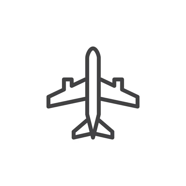 Самолет Значок Линии Плоскости Очертания Векторного Знака Пиктограмма Линейного Стиля — стоковый вектор