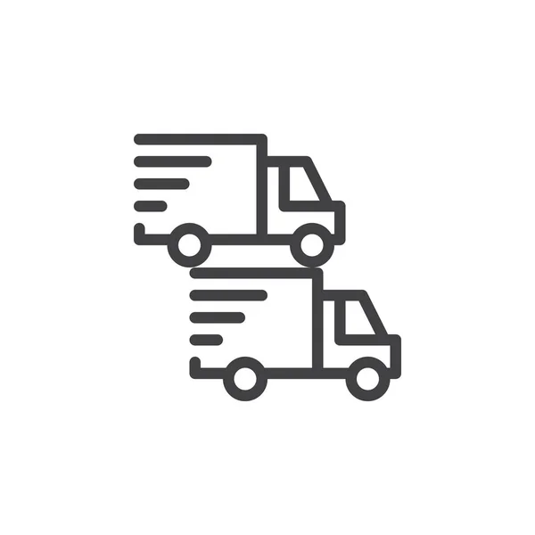 Дві Значки Лінії Вантажівок Контурний Векторний Знак Піктограма Лінійного Стилю — стоковий вектор