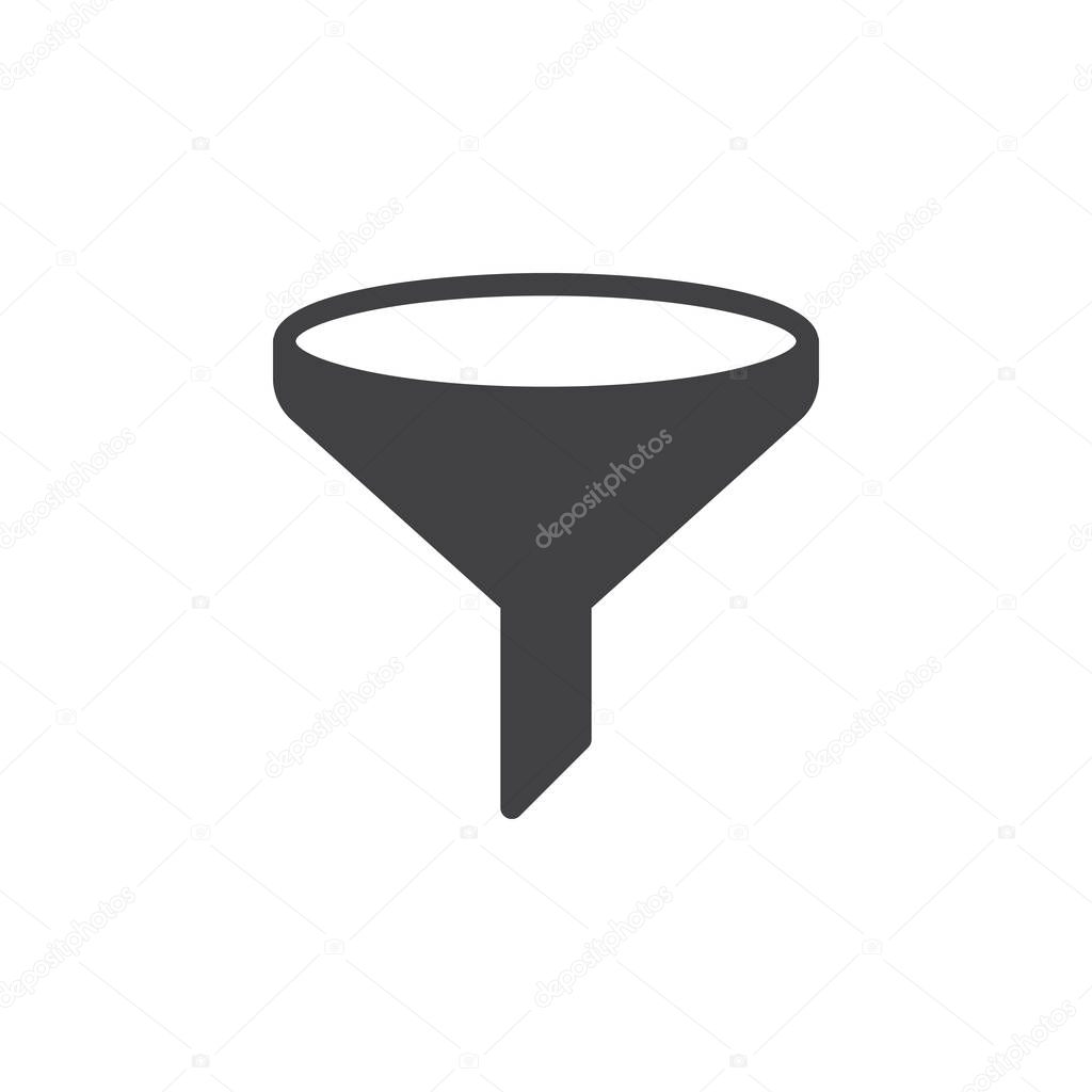 Funnel icon vector, filled flat sign, solid pictogram isolated on white. Sort, filter symbol, logo illustration. Pixel perfect