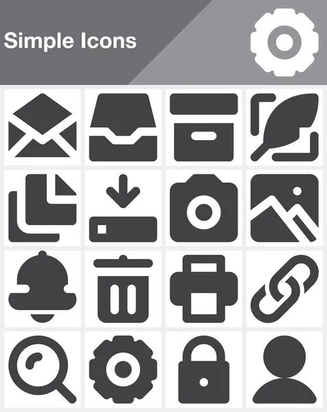 Enkel Universal Vektor Ikoner Set Moderna Fast Symbol Collection Fyllda — Stock vektor