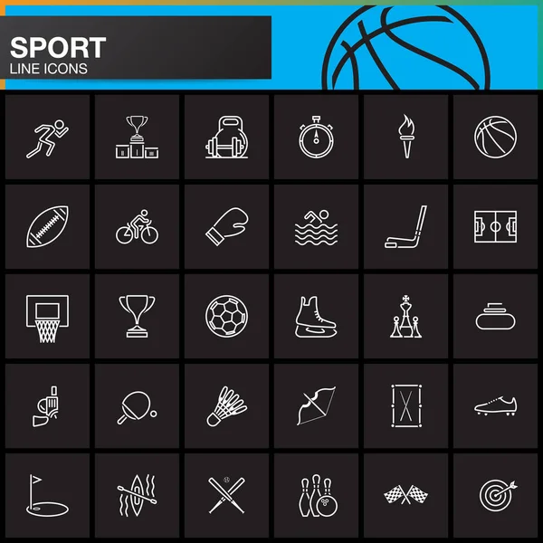 Набор Значков Спортивных Линий Коллекция Векторных Символов Контура Линейный Пакет — стоковый вектор