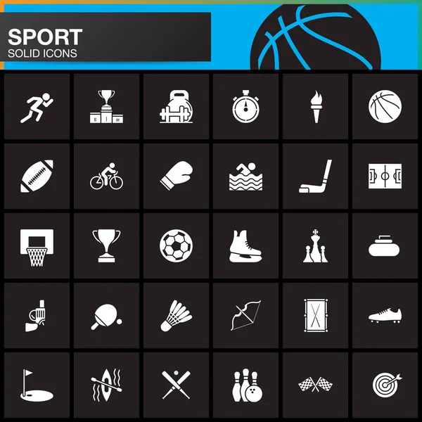 Sport Vektor Icons Set Moderne Solide Symbolsammlung Piktogrammpack Isoliert Auf — Stockvektor