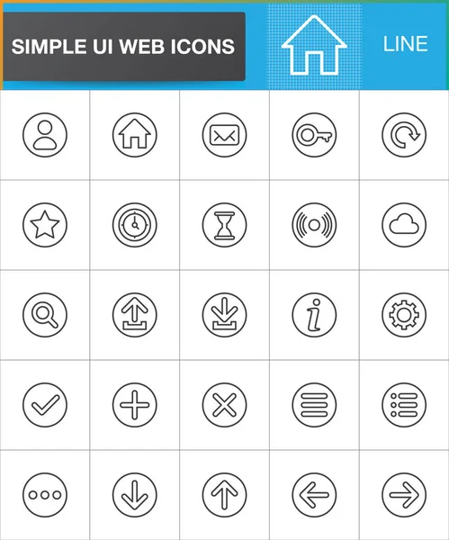 Web Enkel Linje Ikoner Fastställd Disposition Vektor Symbol Samling Linjär — Stock vektor