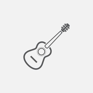 Beyaz arka plan üzerinde izole akustik gitar simgesi 