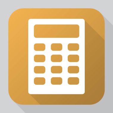 hesap makinesi simge. Uzun gölge efekti ile modern düz vektör simgesi 