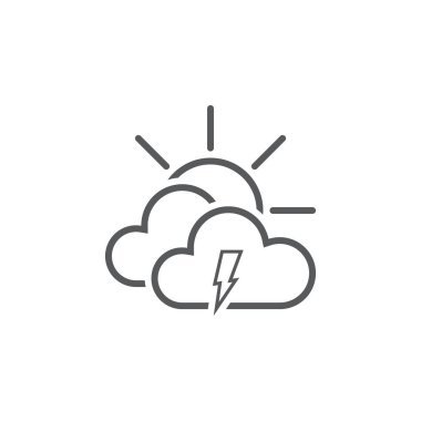 Beyaz arka plan üzerinde izole yıldırım ve güneş simgesi 