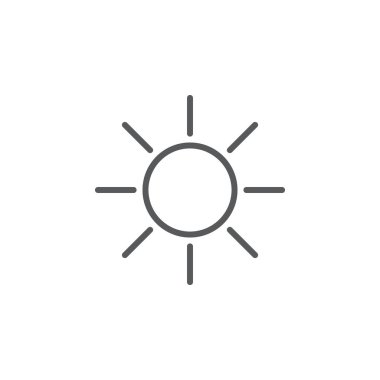 Beyaz arkaplanda izole edilmiş güneş simgesi 