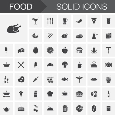İzole üzerinde beyaz arka plan gıda Icons set 