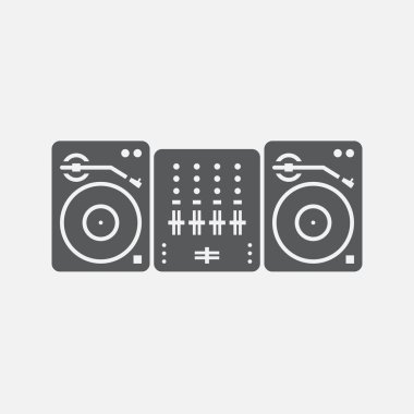 DJ ekipmanları beyaz arka plan üzerinde izole simgesi 