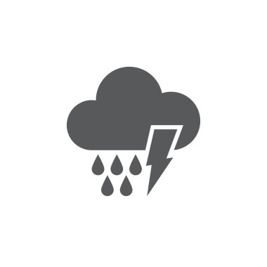 Beyaz arka plan üzerinde izole şimşek ve yağmur simgesi 