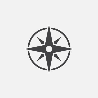 Pusula katı simgesi, gezinti vektör çizim, üzerinde beyaz izole piktogram