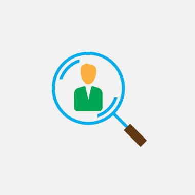 İK katı simgesi, insan kaynakları, üzerinde beyaz izole piktogram renk vektör çizim