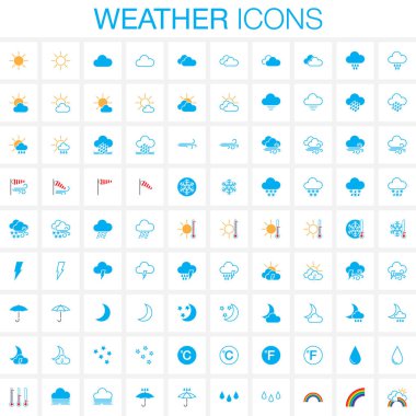 Hava Icons set. Tam ve anahat sürümleri