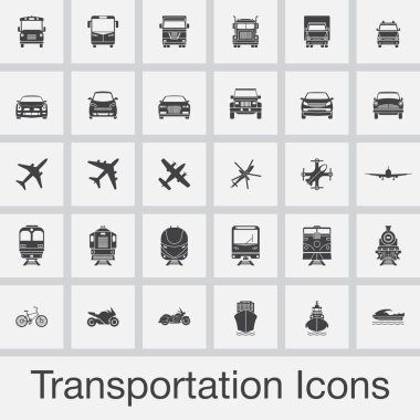 İzole üzerinde beyaz arka plan ulaşım Icons set 