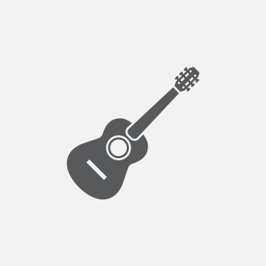 Beyaz arka plan üzerinde izole akustik gitar simgesi 