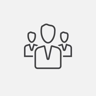 İnsanlar kutsal kişilerin resmi, Anahat vektör çizim, doğrusal piktogram beyaz izole satır. liderlik sembolü