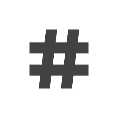 müzik işareti, üzerinde beyaz izole piktogram hashtag simge vektör, katı logo illüstrasyon keskin