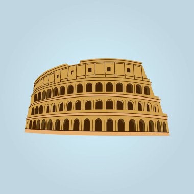 Colosseum vektör çizim mavi zemin üzerine 