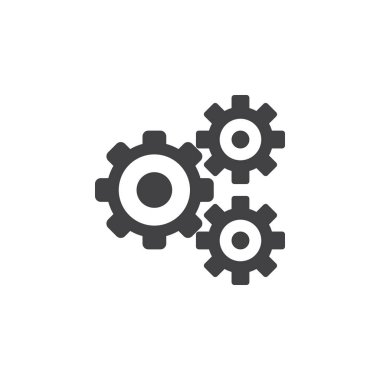 Ayarları simgesi vektör, vites düz logo illüstrasyon, dişli tekerlekleri piktogram beyaz izole