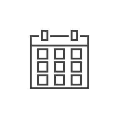 Takvim satırı simgesi, Anahat vektör logosu, doğrusal piktogram beyaz, piksel mükemmel illüstrasyon izole